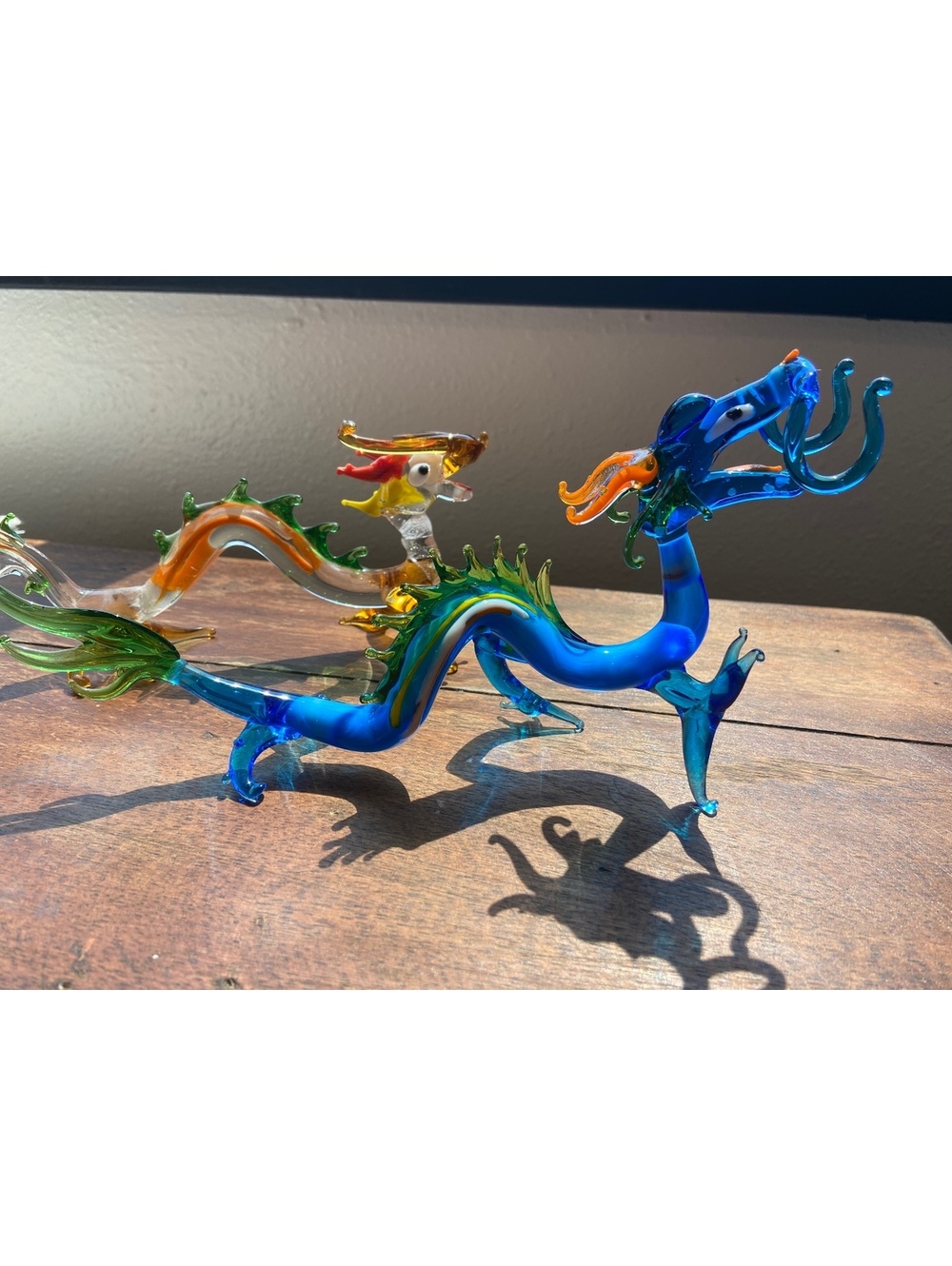Glass Dragon Figures Hand Blown, Set of 2, Castlecore,